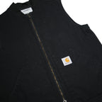CARHARTT WIP Classic Vest Mens Black Cotton Blend Zip Jacket L Plain Workwear