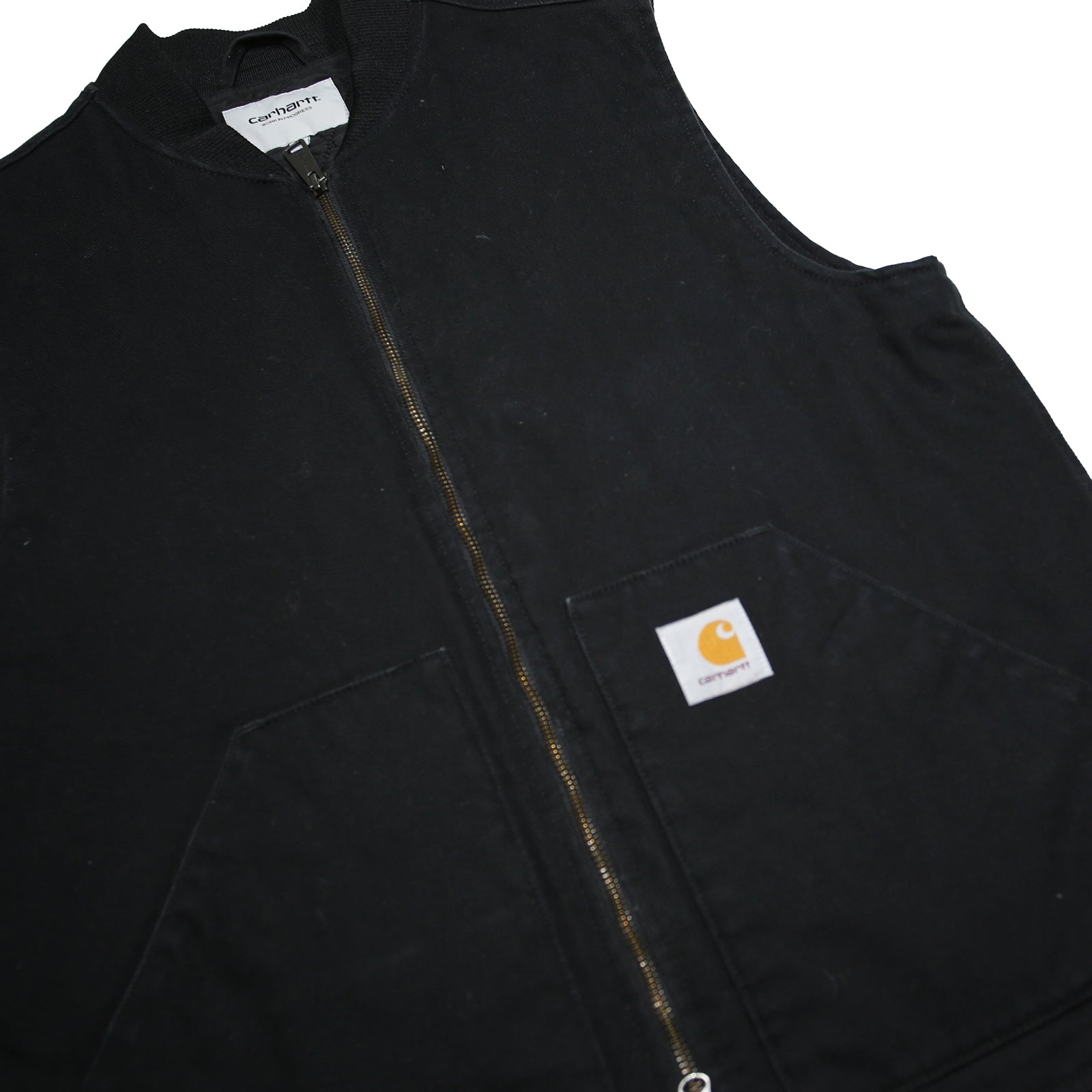 CARHARTT WIP Classic Vest Mens Black Cotton Blend Zip Jacket L Plain Workwear