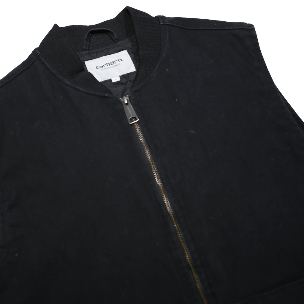 CARHARTT WIP Classic Vest Mens Black Cotton Blend Zip Jacket L Plain Workwear
