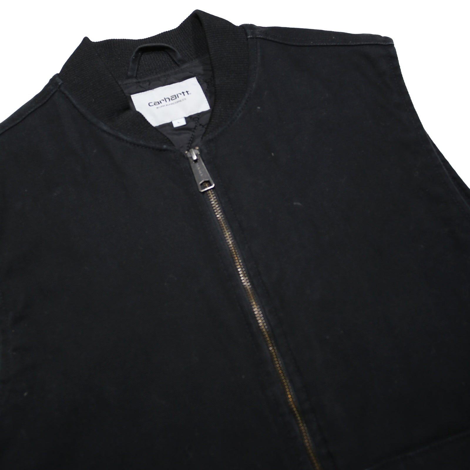CARHARTT WIP Classic Vest Mens Black Cotton Blend Zip Jacket L Plain Workwear