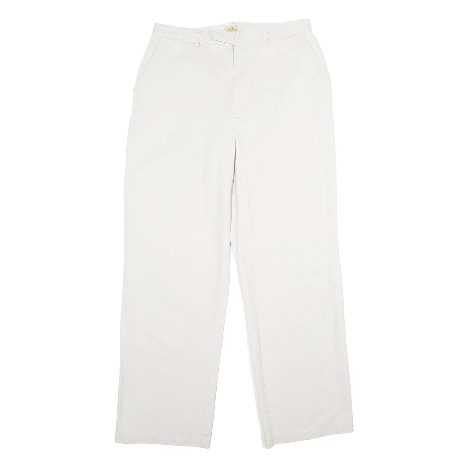 CASLON Womens Cotton Blend White Regular Straight Trousers W30 L31 Casual