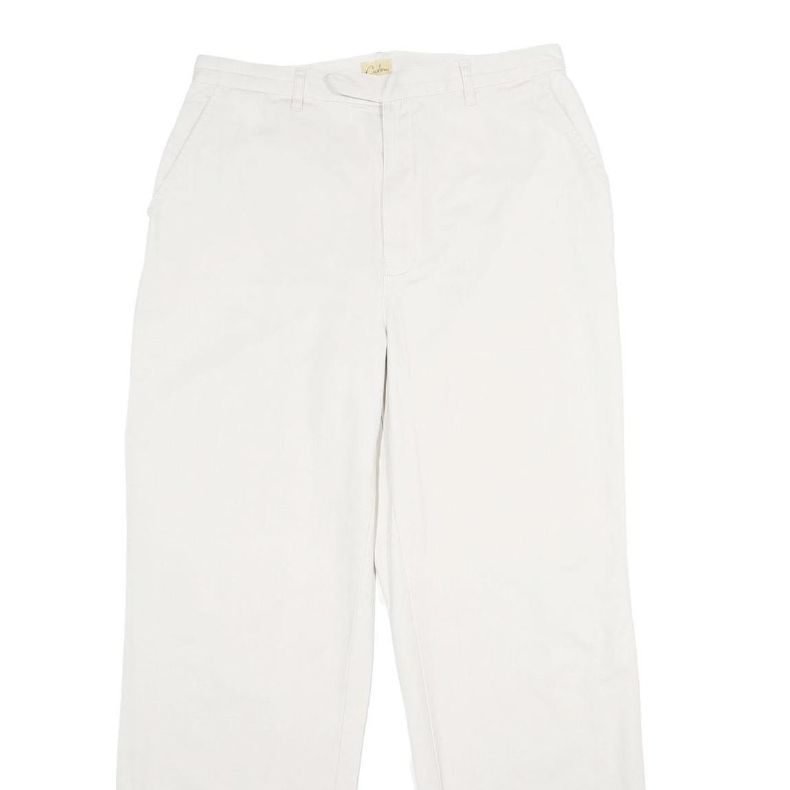 CASLON Womens Cotton Blend White Regular Straight Trousers W30 L31 Casual