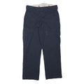 DICKIES Mens Cotton Blend Navy Regular Straight Trousers W32 L28 Workwear Cargo