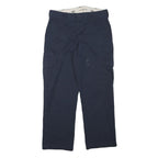 DICKIES Mens Cotton Blend Navy Regular Straight Trousers W32 L28 Workwear Cargo