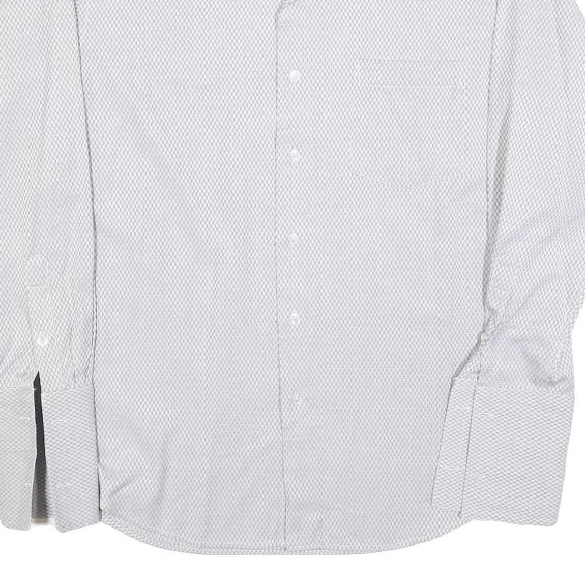 PAUL SMITH Mens White Patterned Cotton Blend Shirt M Formal Long Sleeve Button