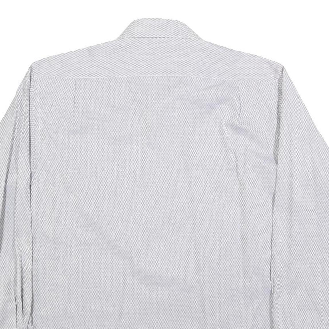 PAUL SMITH Mens White Patterned Cotton Blend Shirt M Formal Long Sleeve Button