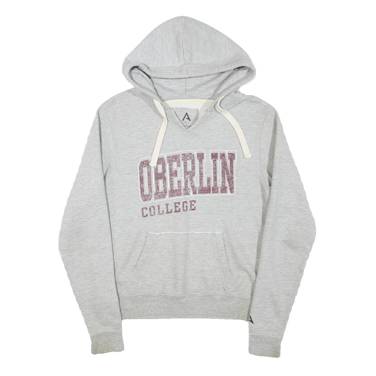 A Womens Grey Oberlin College Pullover Hoodie S Cotton Blend Casual