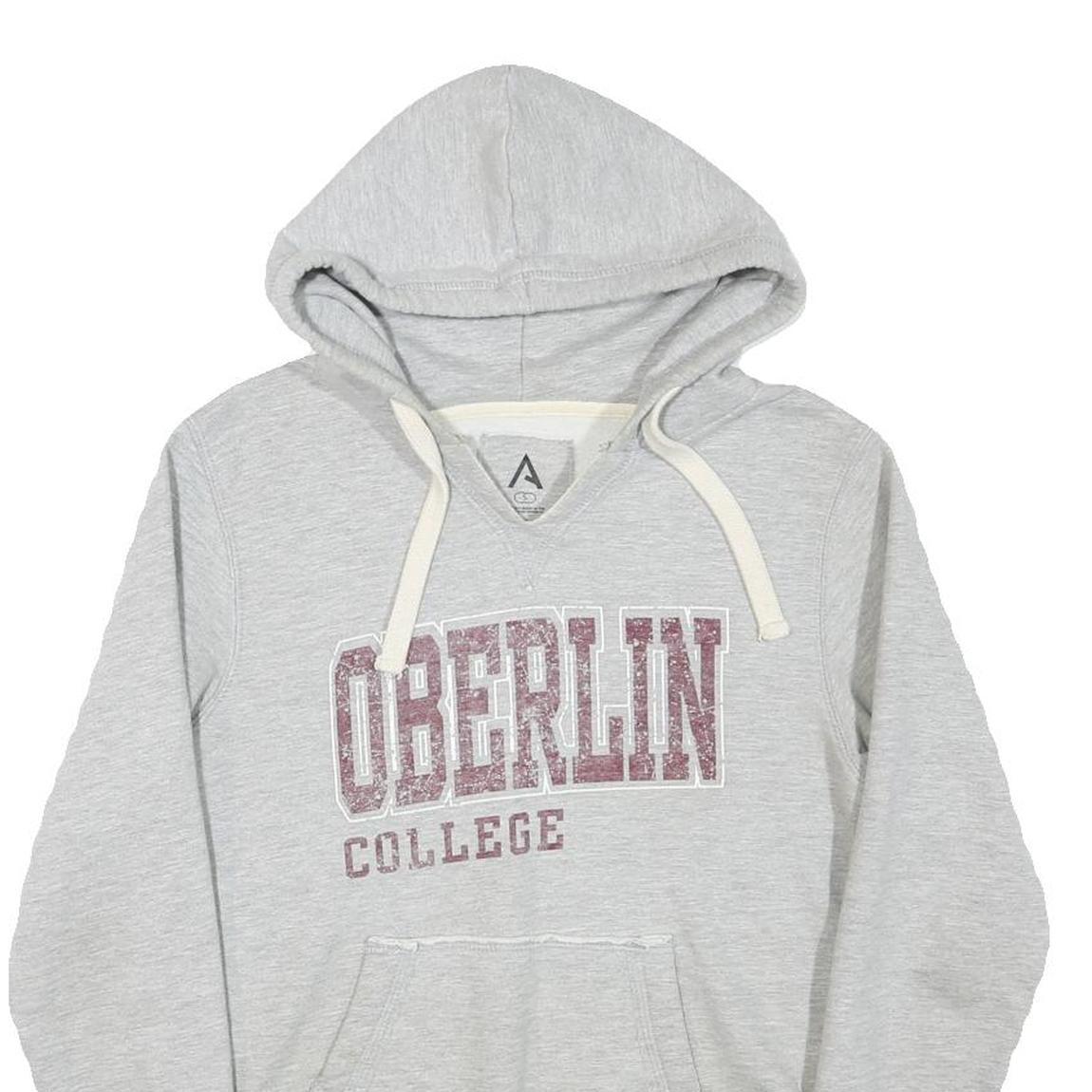 A Womens Grey Oberlin College Pullover Hoodie S Cotton Blend Casual