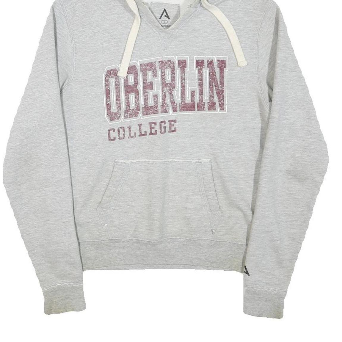 A Womens Grey Oberlin College Pullover Hoodie S Cotton Blend Casual
