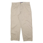CHAPS Mens Cotton Blend Beige Regular Fit Straight Leg Trousers W38 L30 Casual