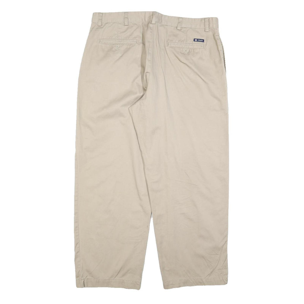 CHAPS Mens Cotton Blend Beige Regular Fit Straight Leg Trousers W38 L30 Casual