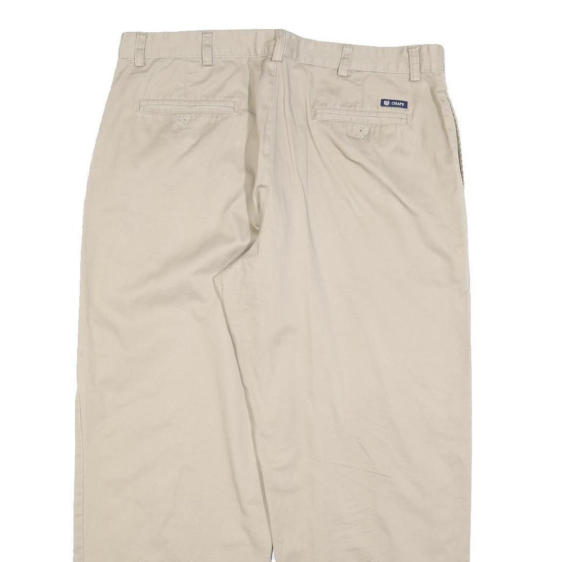 CHAPS Mens Cotton Blend Beige Regular Fit Straight Leg Trousers W38 L30 Casual