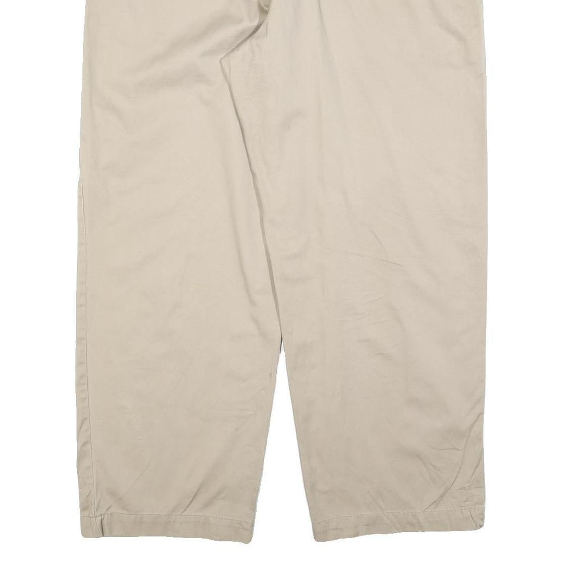 CHAPS Mens Cotton Blend Beige Regular Fit Straight Leg Trousers W38 L30 Casual