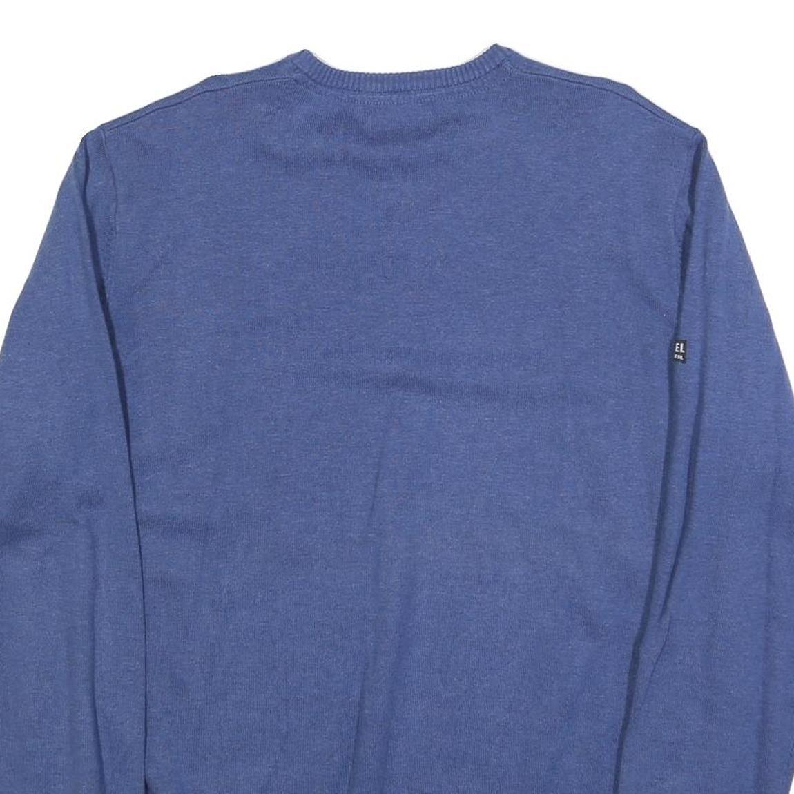DIESEL Mens Blue Plain V-Neck Basic Knit Pullover Jumper 2XL Cotton Blend