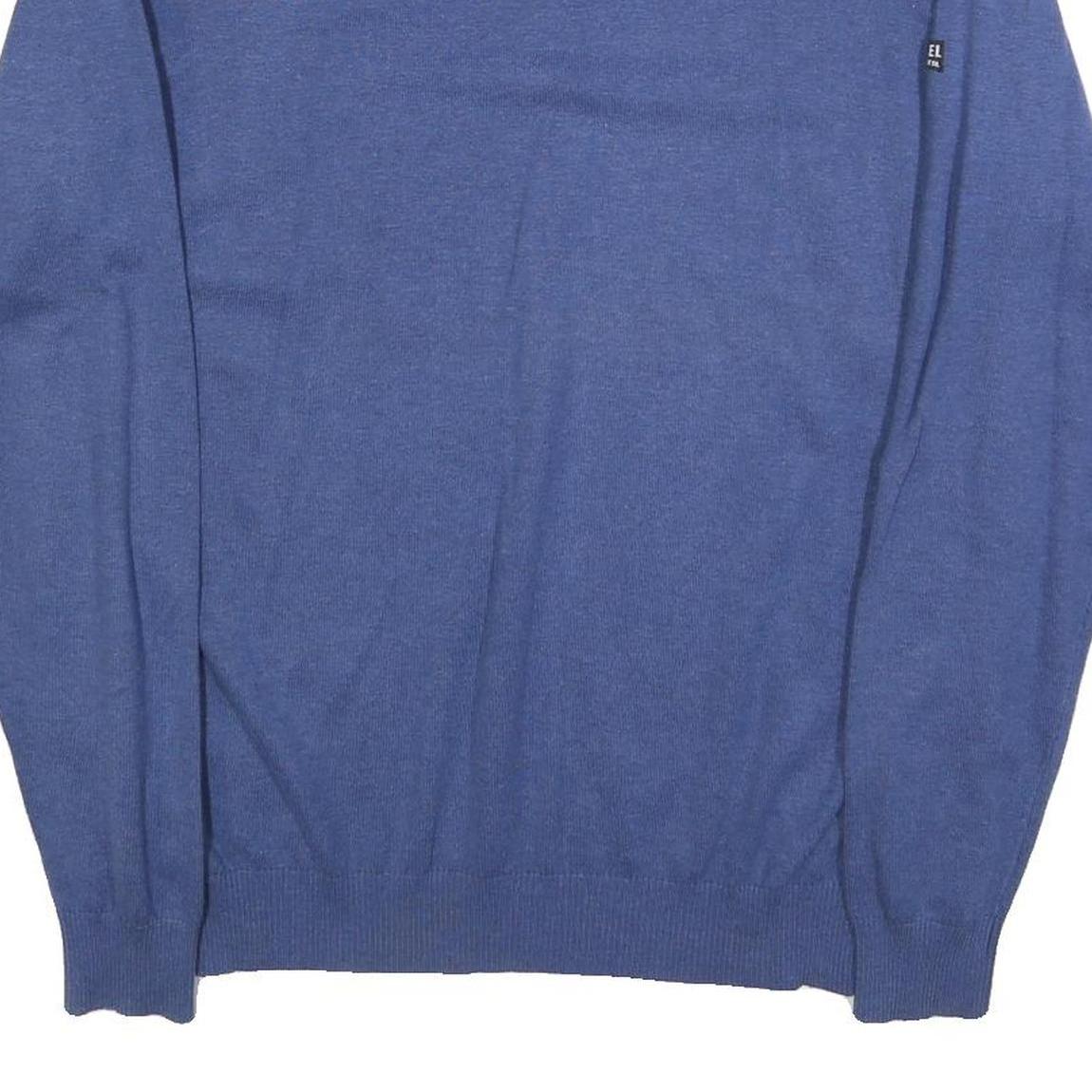 DIESEL Mens Blue Plain V-Neck Basic Knit Pullover Jumper 2XL Cotton Blend