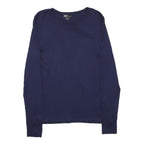 NOBODY'S CHILD Womens Navy Plain Cotton Blend Basic Knit Crew Neck Jumper UK 14