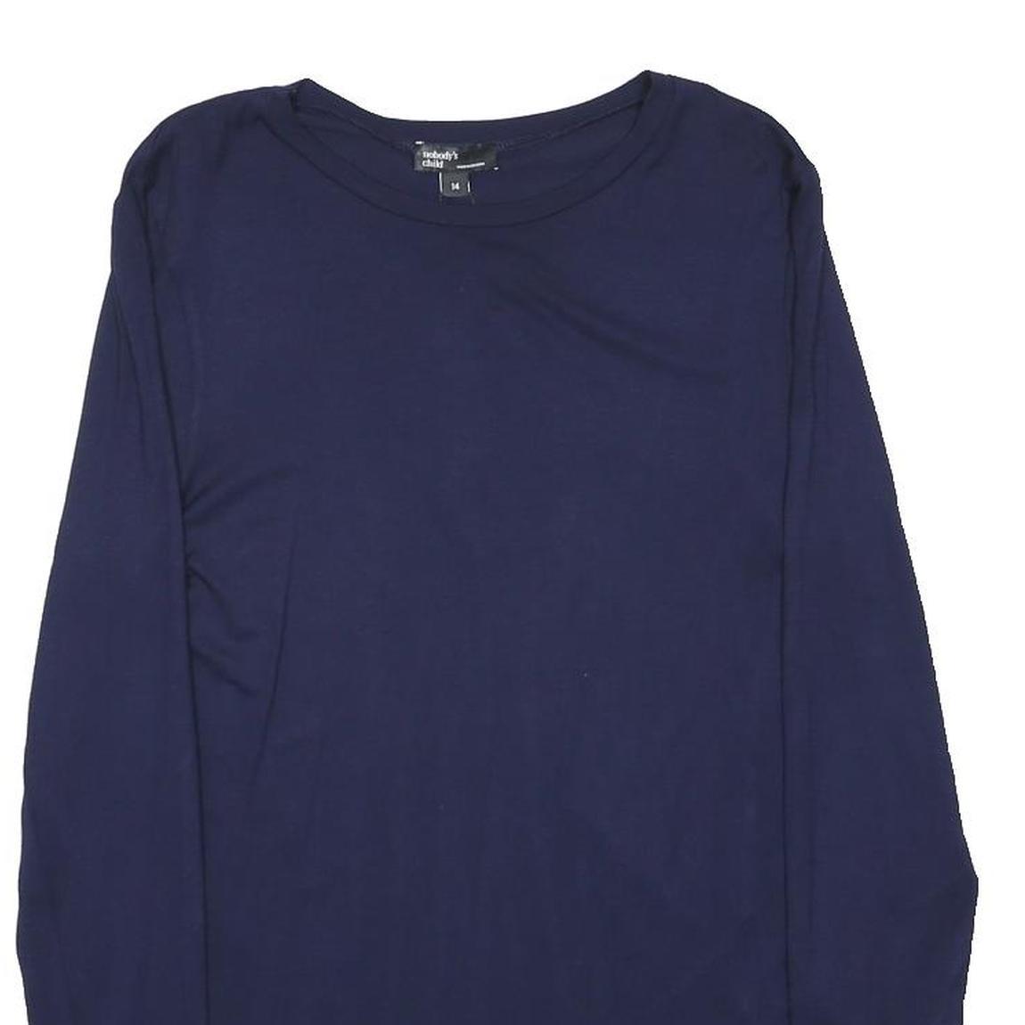 NOBODY'S CHILD Womens Navy Plain Cotton Blend Basic Knit Crew Neck Jumper UK 14
