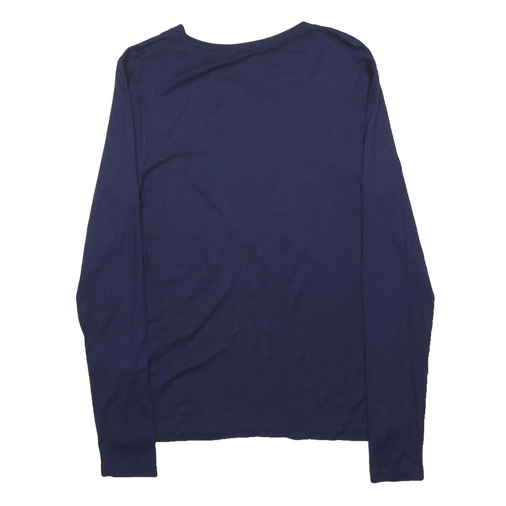 NOBODY'S CHILD Womens Navy Plain Cotton Blend Basic Knit Crew Neck Jumper UK 14