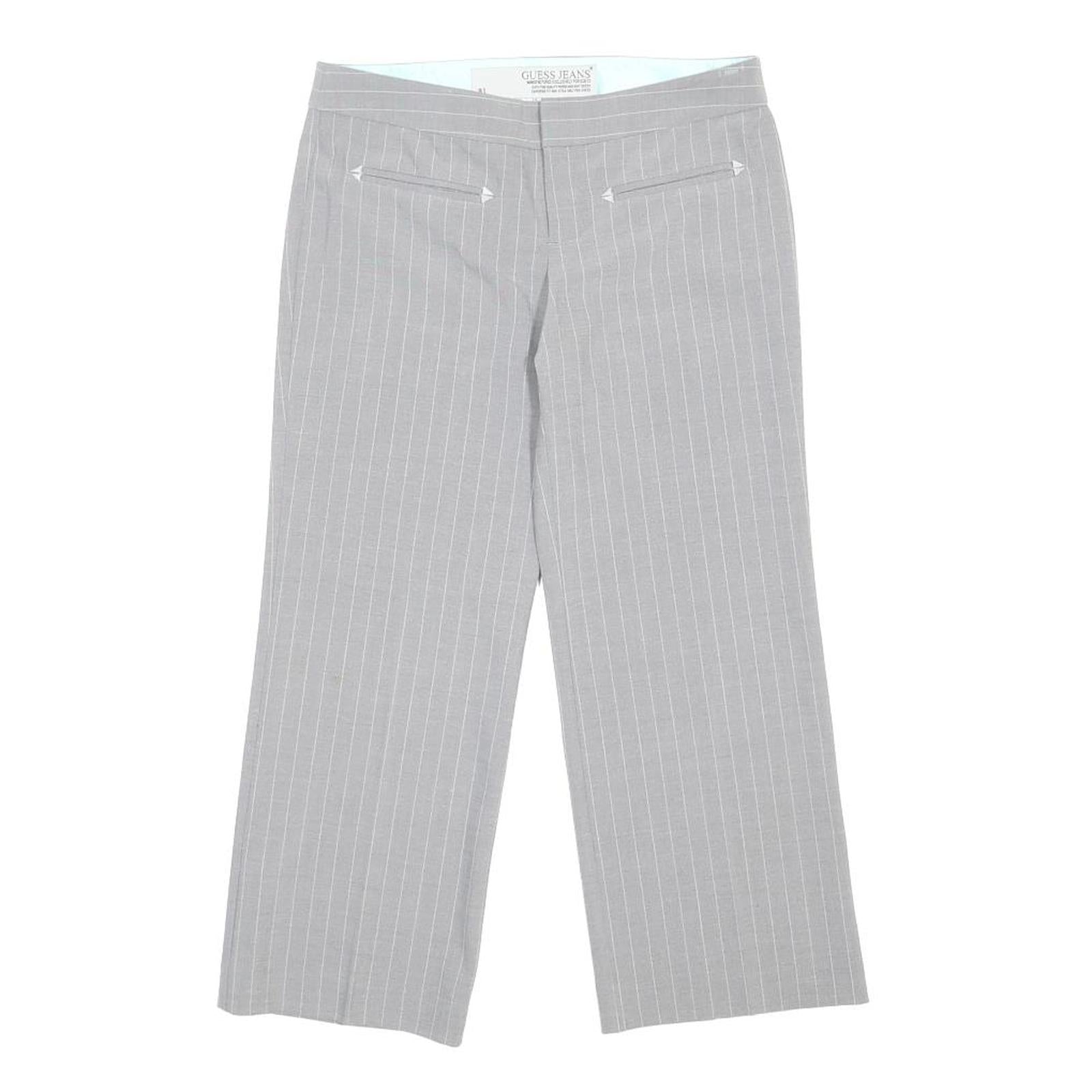 GUESS JEANS Capri Cropped Womens Grey Pinstripe Casual Trousers S W27 Stylish
