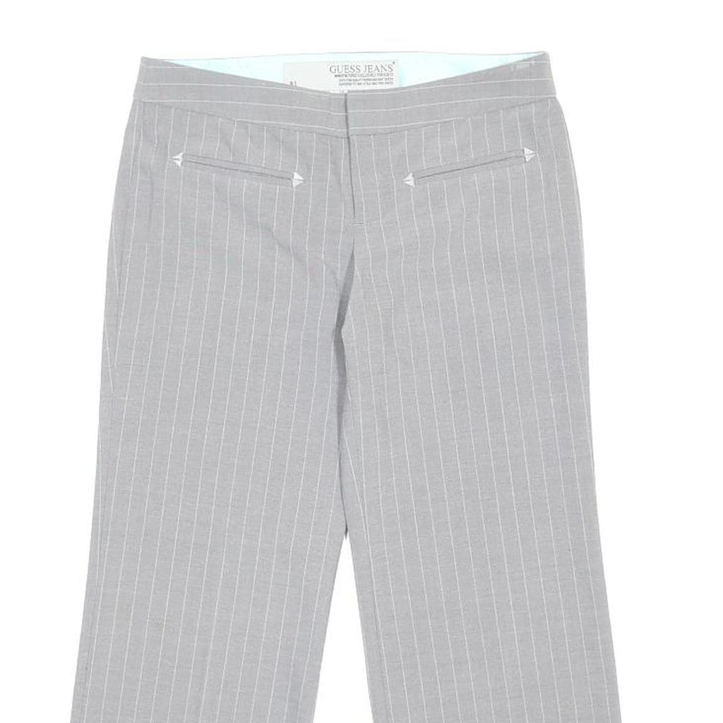 GUESS JEANS Capri Cropped Womens Grey Pinstripe Casual Trousers S W27 Stylish