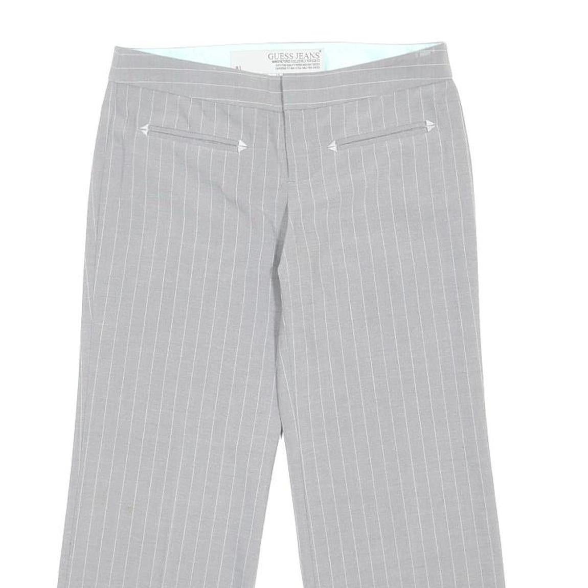 GUESS JEANS Capri Cropped Womens Grey Pinstripe Casual Trousers S W27 Stylish