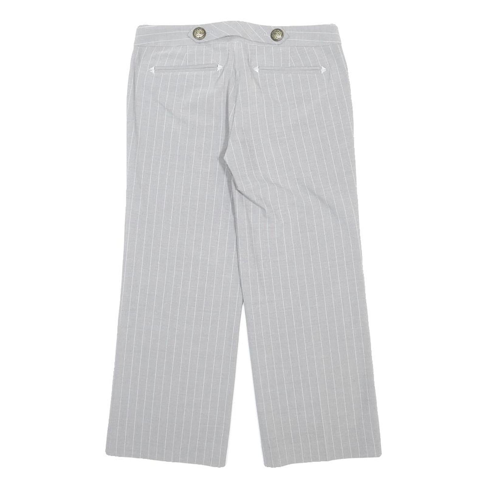 GUESS JEANS Capri Cropped Womens Grey Pinstripe Casual Trousers S W27 Stylish