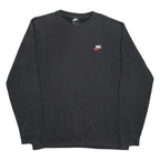 NIKE Mens Black Cotton Blend Crew Neck L Sweatshirt Classic Logo Pullover