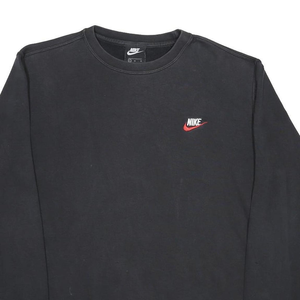NIKE Mens Black Cotton Blend Crew Neck L Sweatshirt Classic Logo Pullover