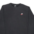 NIKE Mens Black Cotton Blend Crew Neck L Sweatshirt Classic Logo Pullover