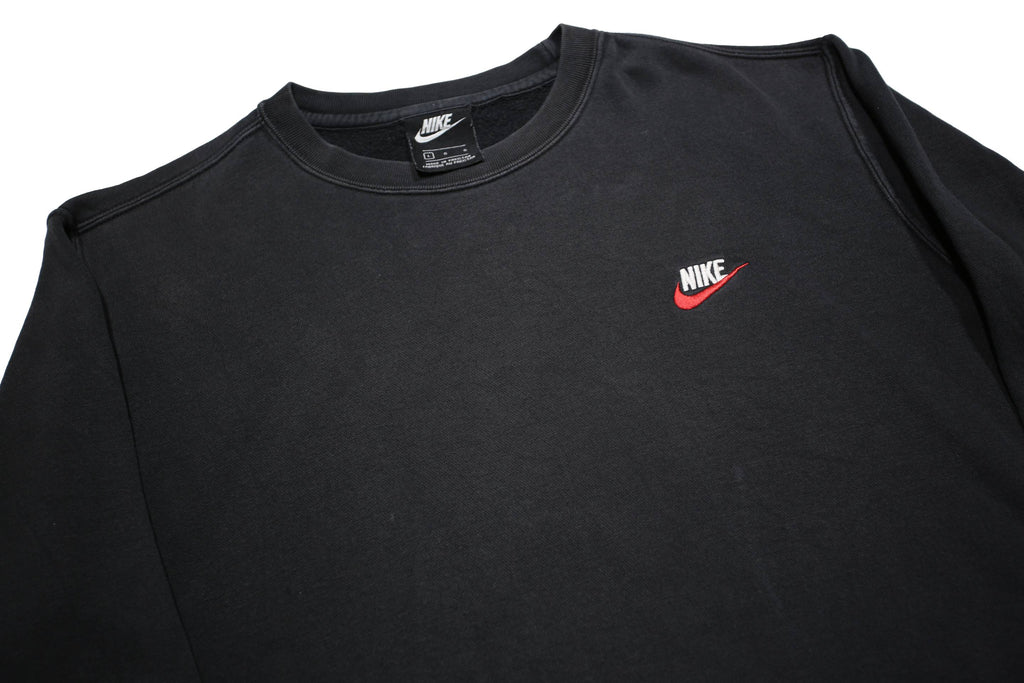 NIKE Mens Black Cotton Blend Crew Neck L Sweatshirt Classic Logo Pullover
