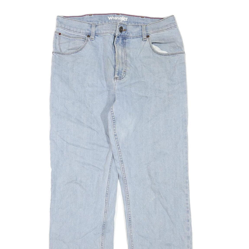 WRANGLER Mens Jeans Blue Regular Straight Denim Light W32 L31 Cotton Blend Zip