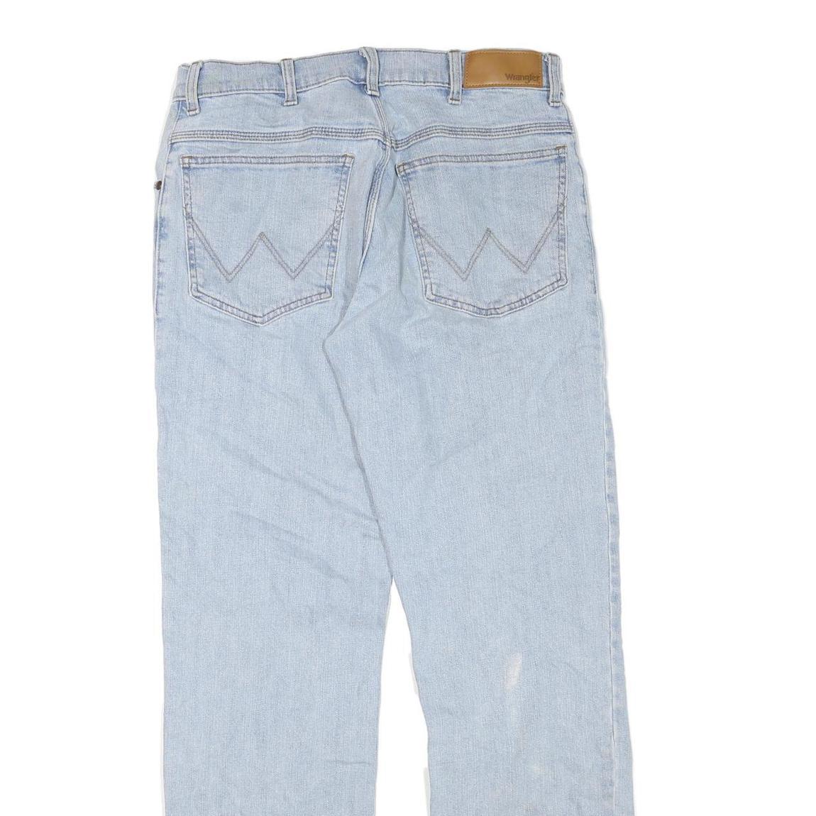 WRANGLER Mens Jeans Blue Regular Straight Denim Light W32 L31 Cotton Blend Zip