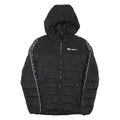 CHAMPION Mens Black Zip Jacket XS Polyester Blend Puffer Logo Tape Hooded