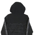 CHAMPION Mens Black Zip Jacket XS Polyester Blend Puffer Logo Tape Hooded