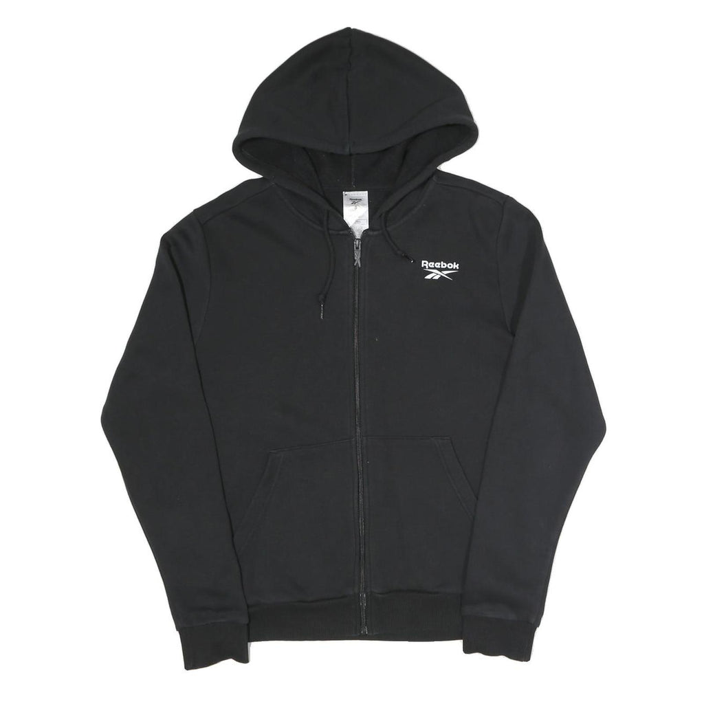 REEBOK Womens Black Cotton Blend Full Zip Hoodie S Gym Sports Casual Sweatshirt