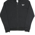 REEBOK Womens Black Cotton Blend Full Zip Hoodie S Gym Sports Casual Sweatshirt