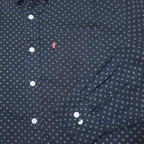 LEVI'S Mens Blue Slim Fit Shirt L Cotton Blend Button Down Small Geometric Print