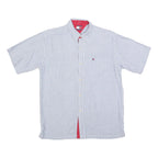 TOMMY HILFIGER Mens Blue & White Check Shirt S Short Sleeve Button Casual
