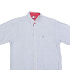 TOMMY HILFIGER Mens Blue & White Check Shirt S Short Sleeve Button Casual
