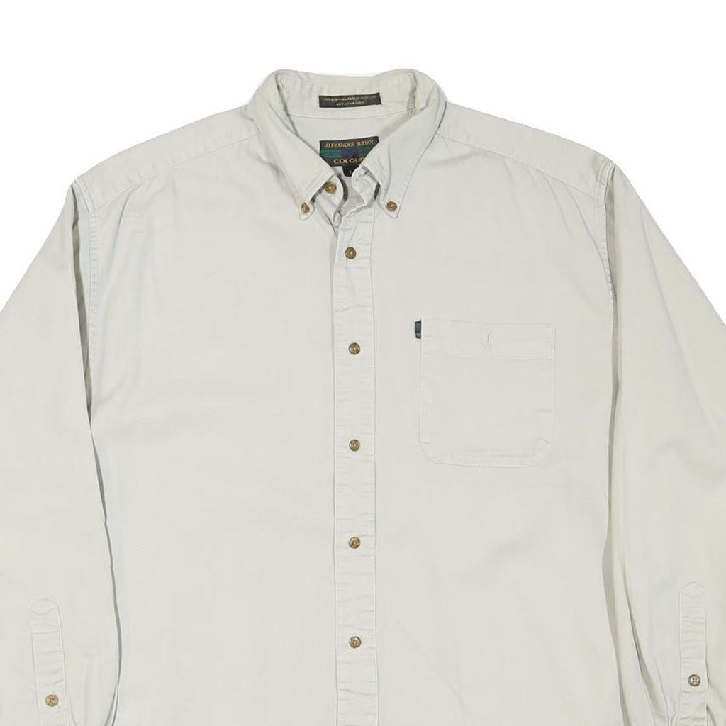 COLOURS Mens White Casual Cotton Blend Button Down Shirt L Long Sleeve