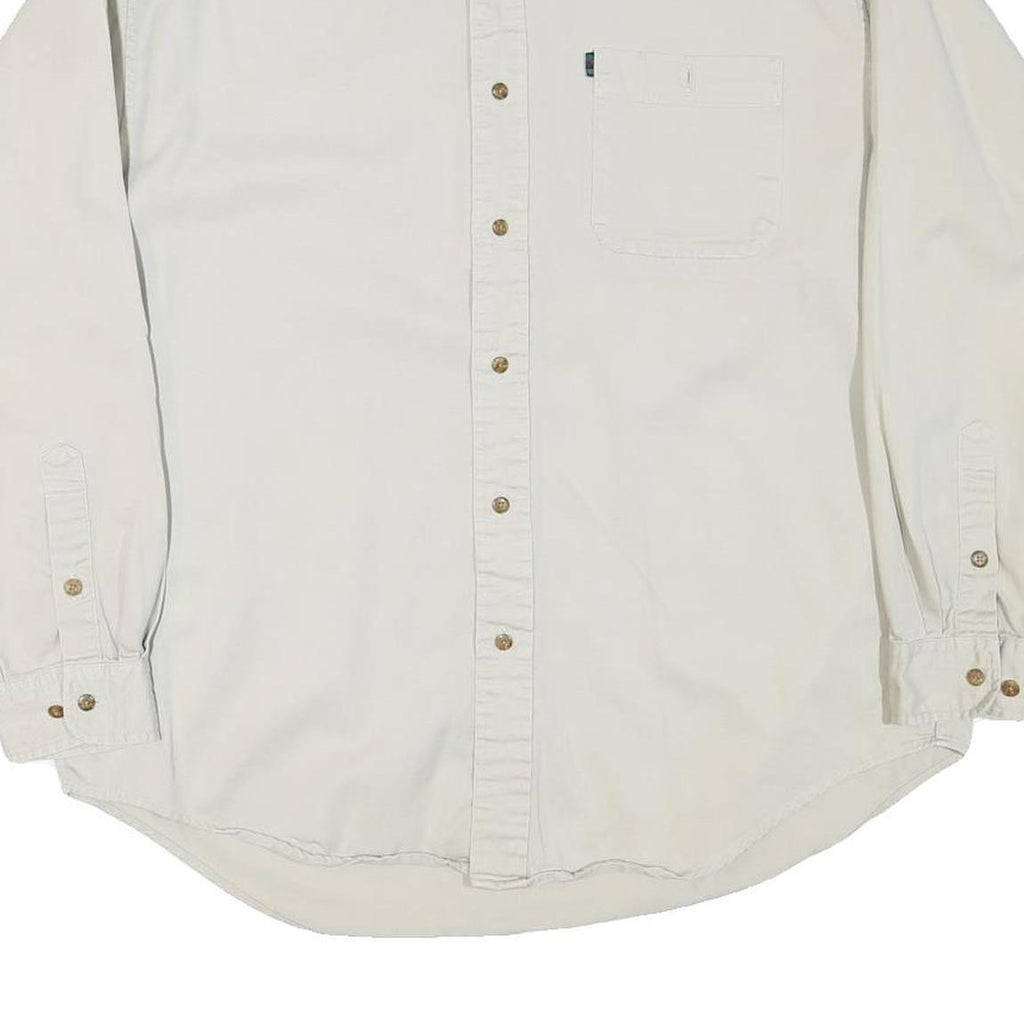 COLOURS Mens White Casual Cotton Blend Button Down Shirt L Long Sleeve