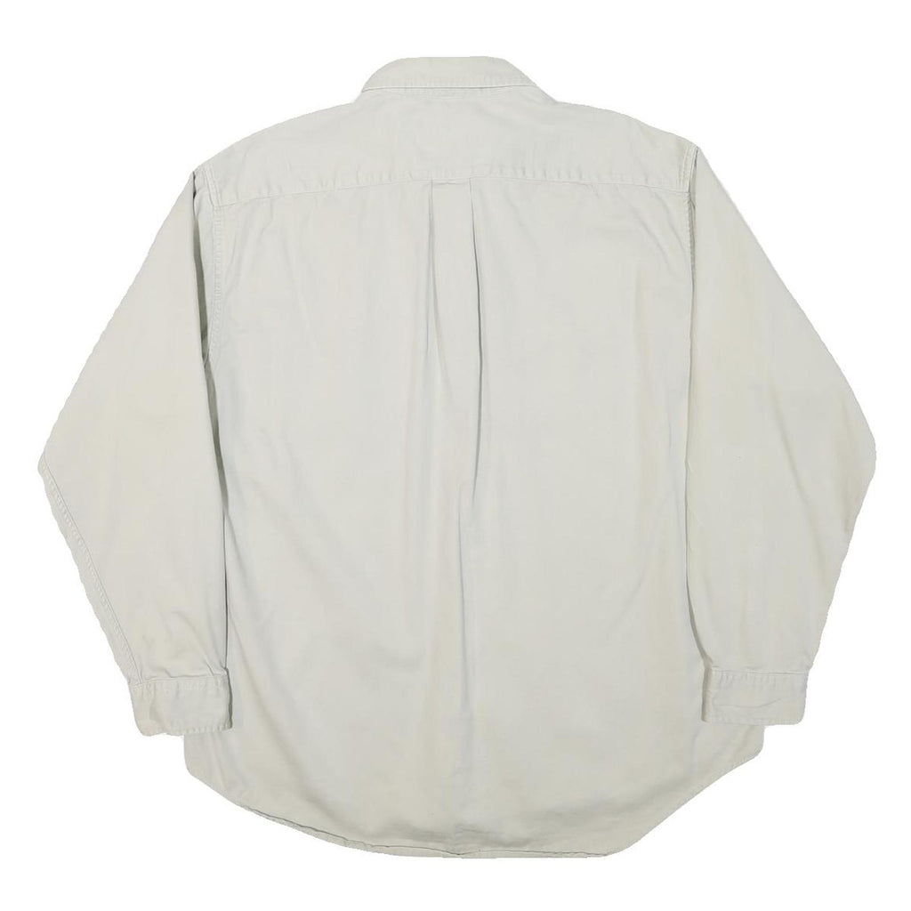 COLOURS Mens White Casual Cotton Blend Button Down Shirt L Long Sleeve