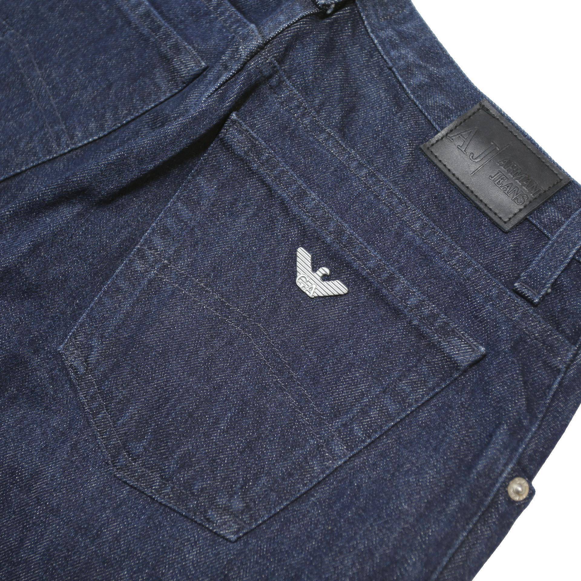 ARMANI JEANS Mens Regular Fit Button Denim Dark Blue Jeans W30 L33 Classic Style