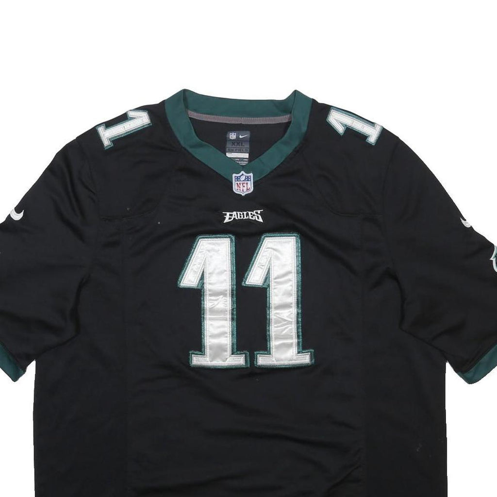 NIKE Mens Black & Green Philadelphia Eagles 11 Wentz Football Shirt 2XL Short