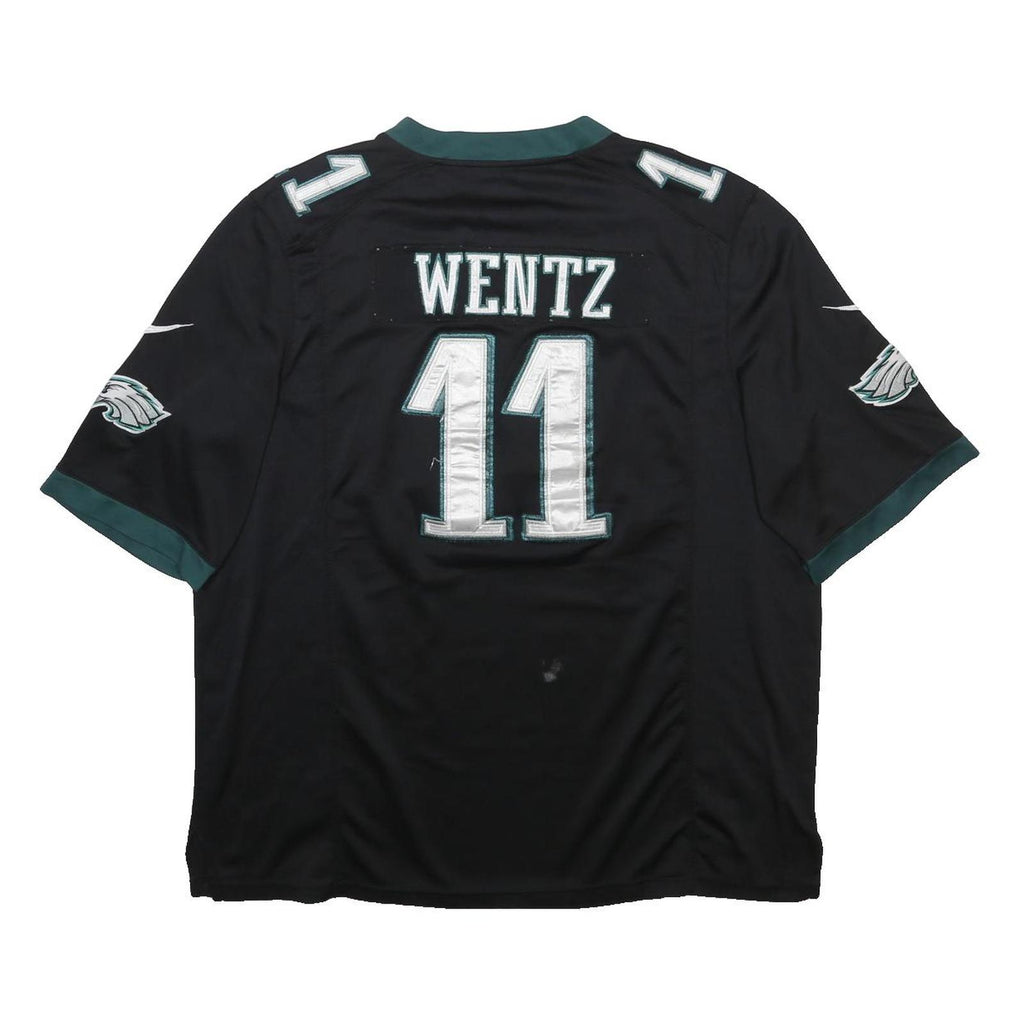 NIKE Mens Black & Green Philadelphia Eagles 11 Wentz Football Shirt 2XL Short