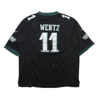 NIKE Mens Black & Green Philadelphia Eagles 11 Wentz Football Shirt 2XL Short