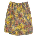 Womens Pleated Skirt Yellow Knee Length Viscose Crazy Pattern L