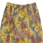 Womens Pleated Skirt Yellow Knee Length Viscose Crazy Pattern L