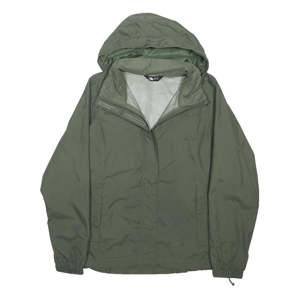 THE NORTH FACE Womens Green Outdoor Jacket L Polyester Blend Zip Hooded Plain