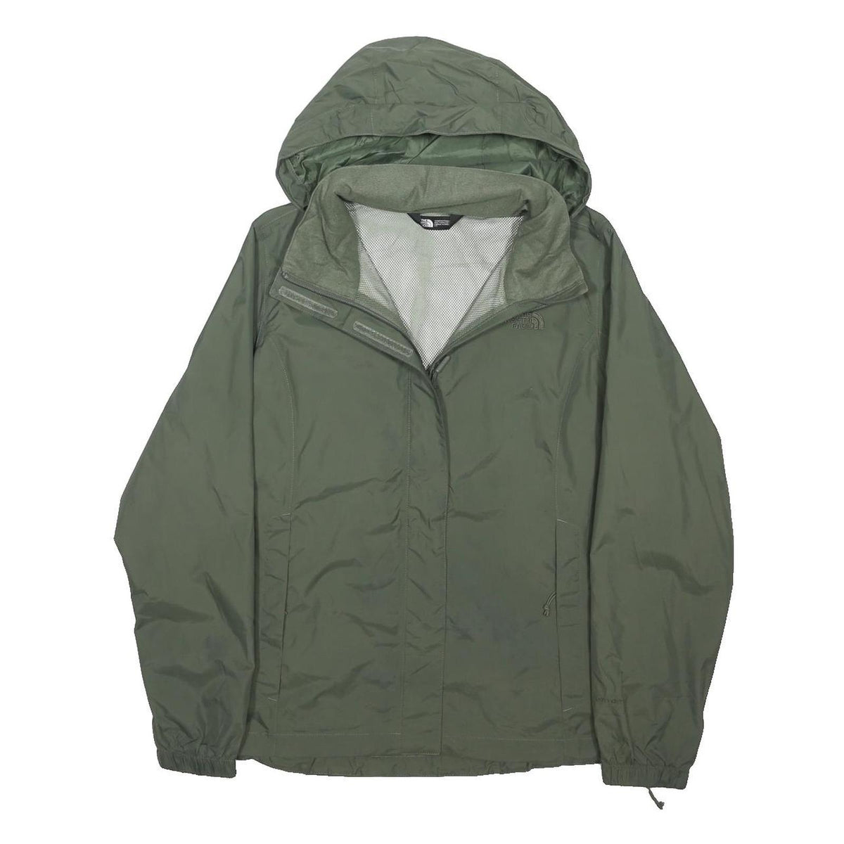 THE NORTH FACE Womens Green Outdoor Jacket L Polyester Blend Zip Hooded Plain